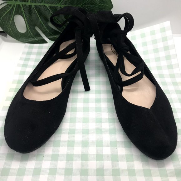 Women Black Round Toe Flats Dress Daily 